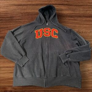 USC Trojans Authentic Apparel Full Zip Hoodie Mens 2X Large‎ Gray Red